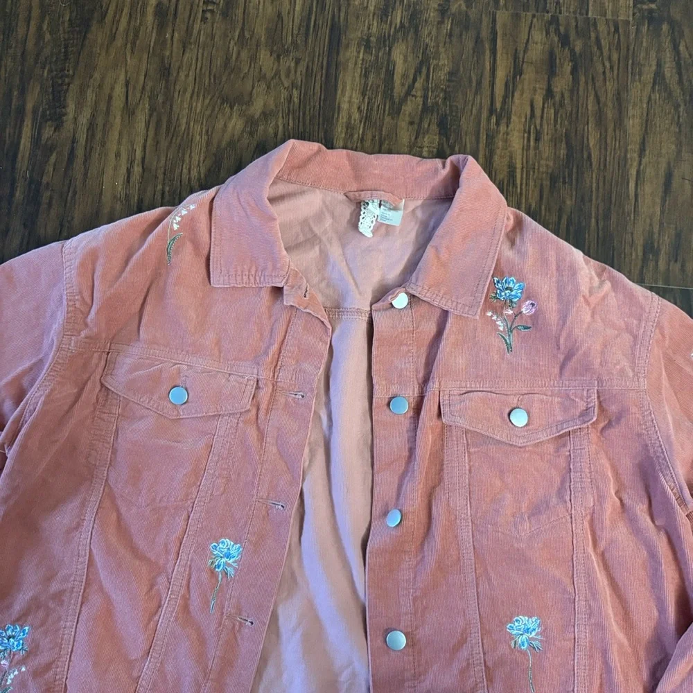 H&M Coral Jacket with Floral Embroidery
